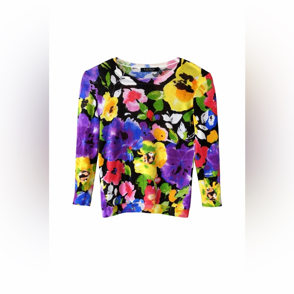 Ralph Lauren Multicolor Floral Knit Top / Lightweight Sweater